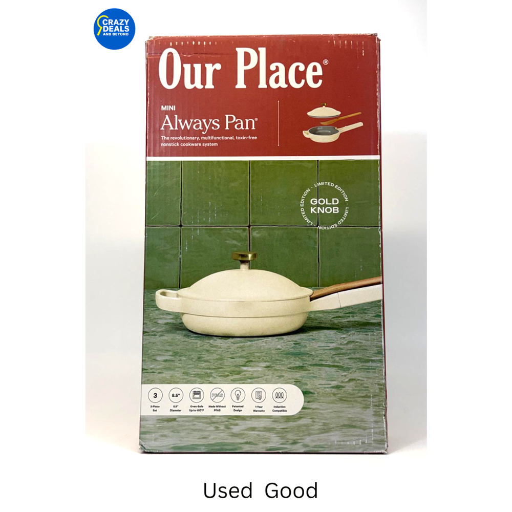 Our Place Aluminum Ceramic Nonstick 1.2L Cookware Cooking Pan Set Cream 3pc